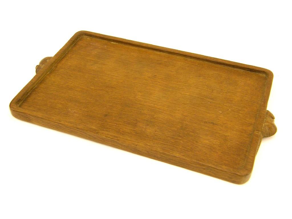 Appraisal: Robert 'Mouseman' Thompson of Kilburn rectangular oak twin handled tray