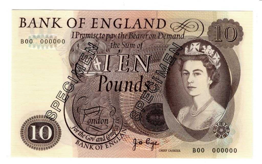 Appraisal: BANK OF ENGLAND J B PAGE TEN POUNDS Serial no