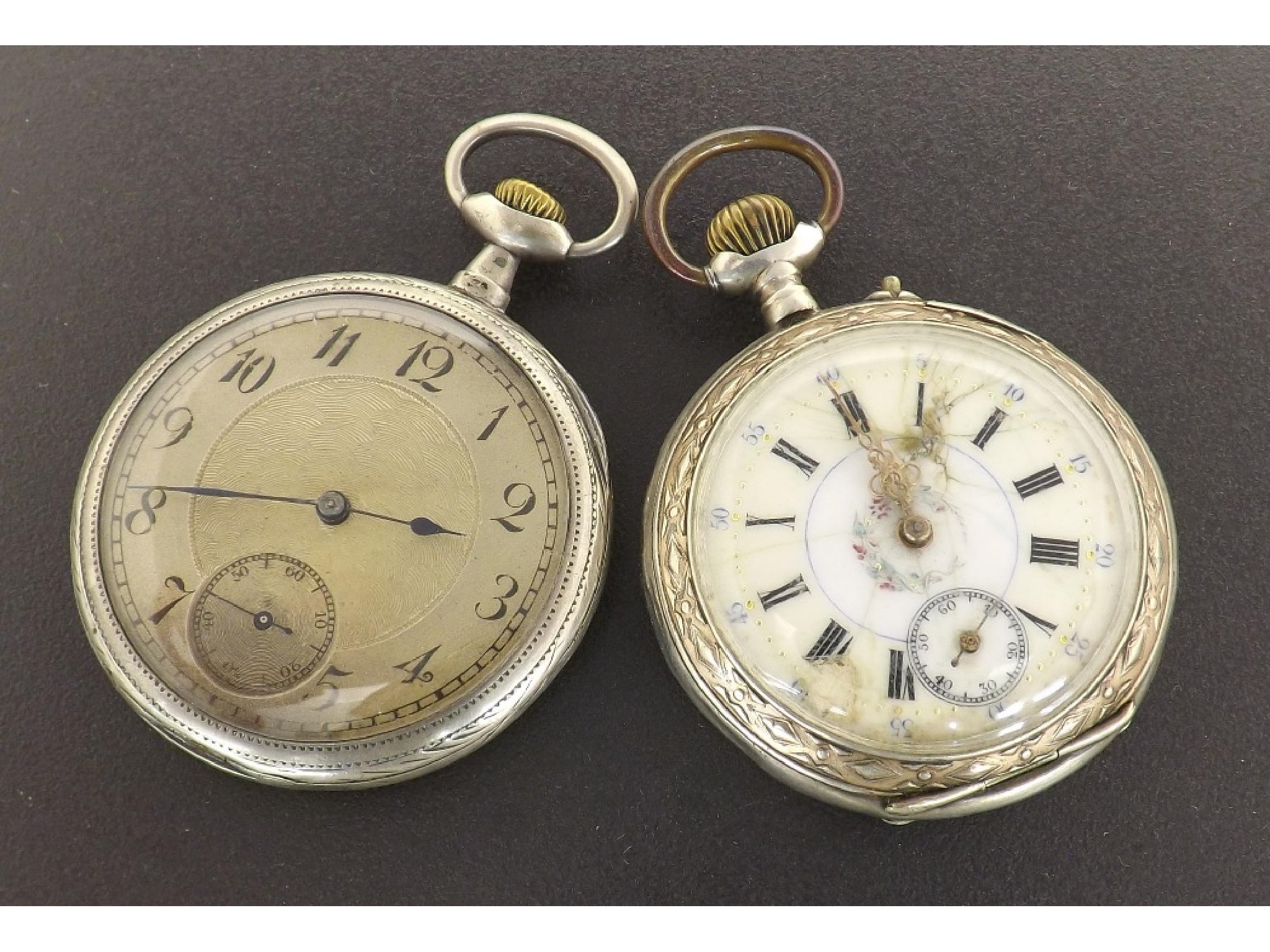 Appraisal: Silver lever pocket watch the silvered dial with Arabic numerals