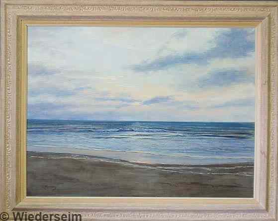 Appraisal: Large oil on canvas seascape painting signed l r S