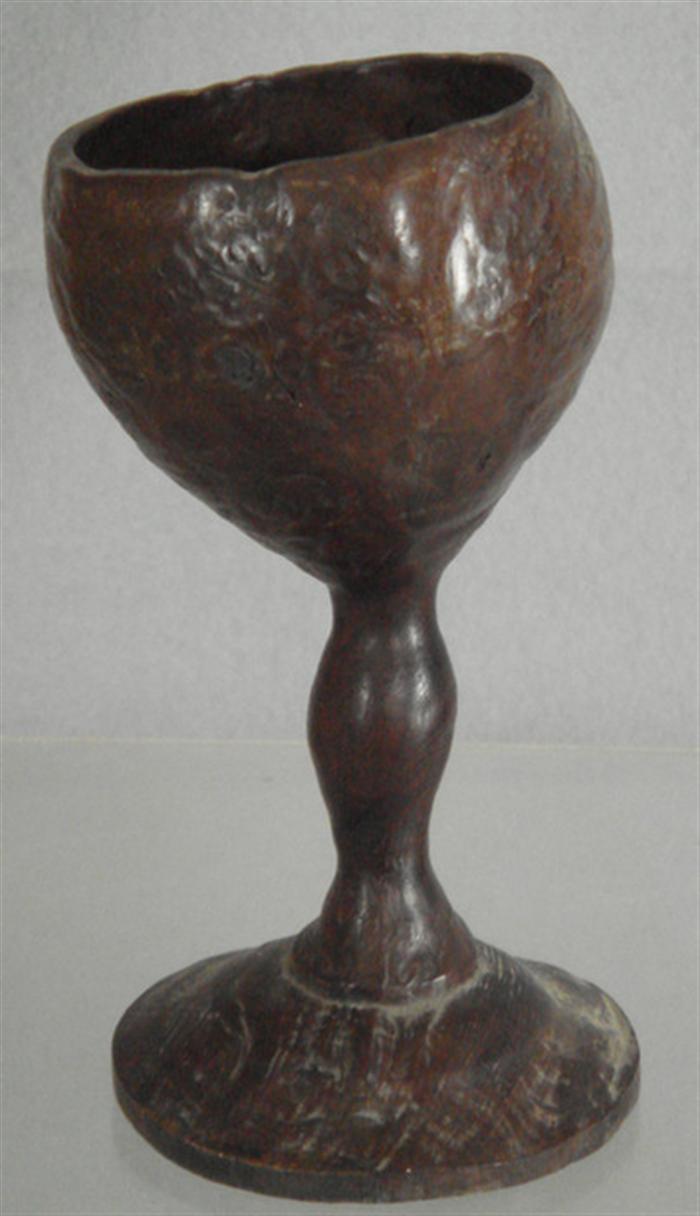 Appraisal: Burled maple wine cup twisted form h great old surface