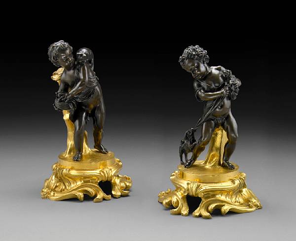 Appraisal: A pair of gilt and patinated bronze figures th century