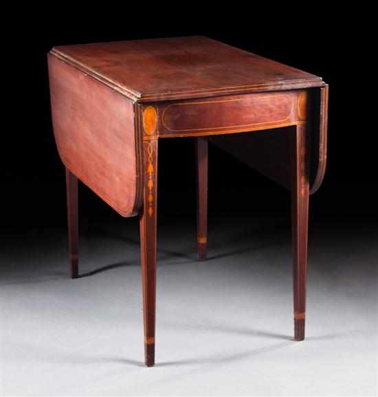 Appraisal: Federal stringer and bellflower inlaid mahogany Pembroke table Baltimore Maryland