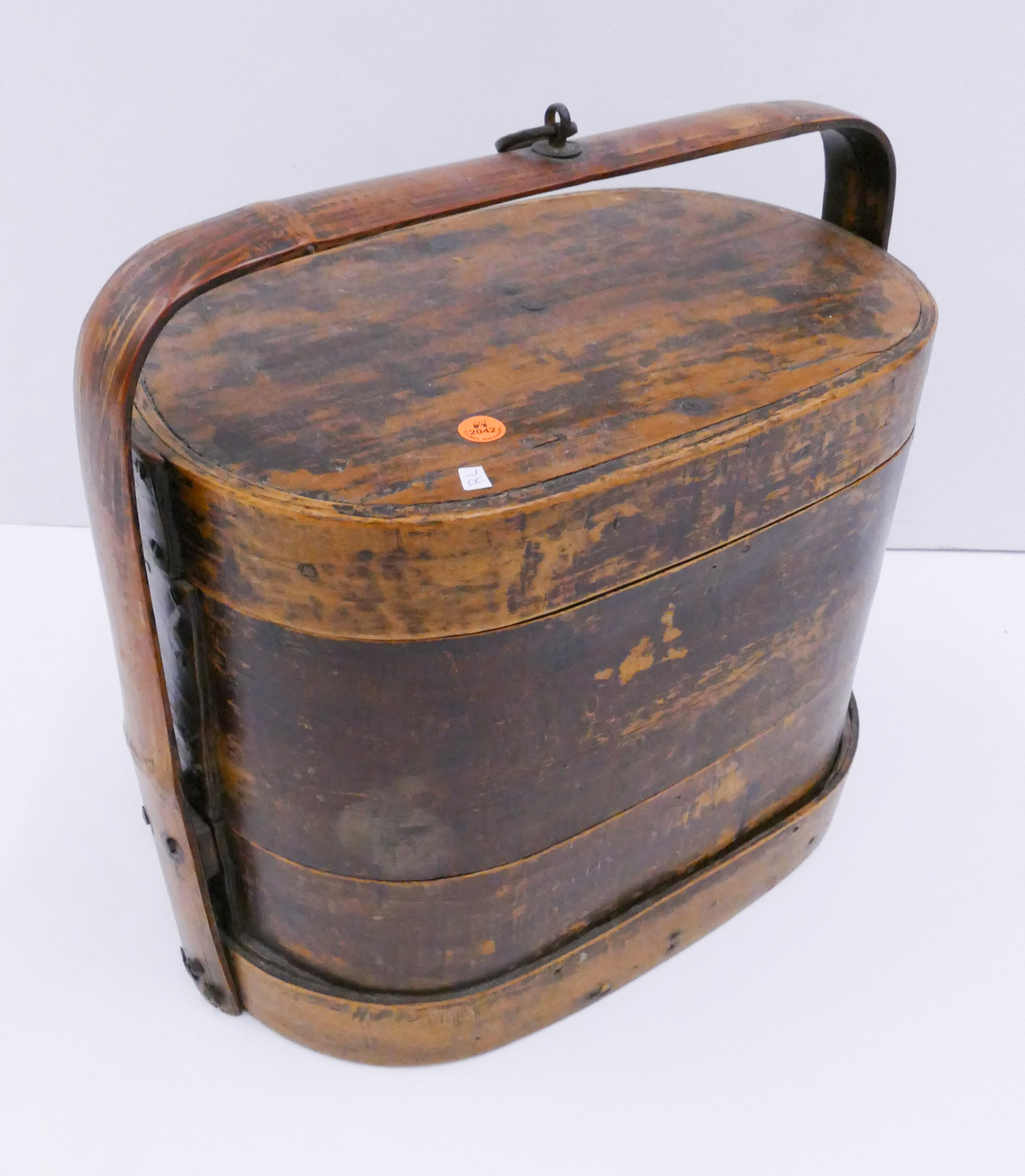 Appraisal: Antique Chinese Stacking Wood Food Box- x ''