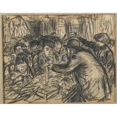 Appraisal: William Glackens American - Peddler on Delancey Street Graphite on