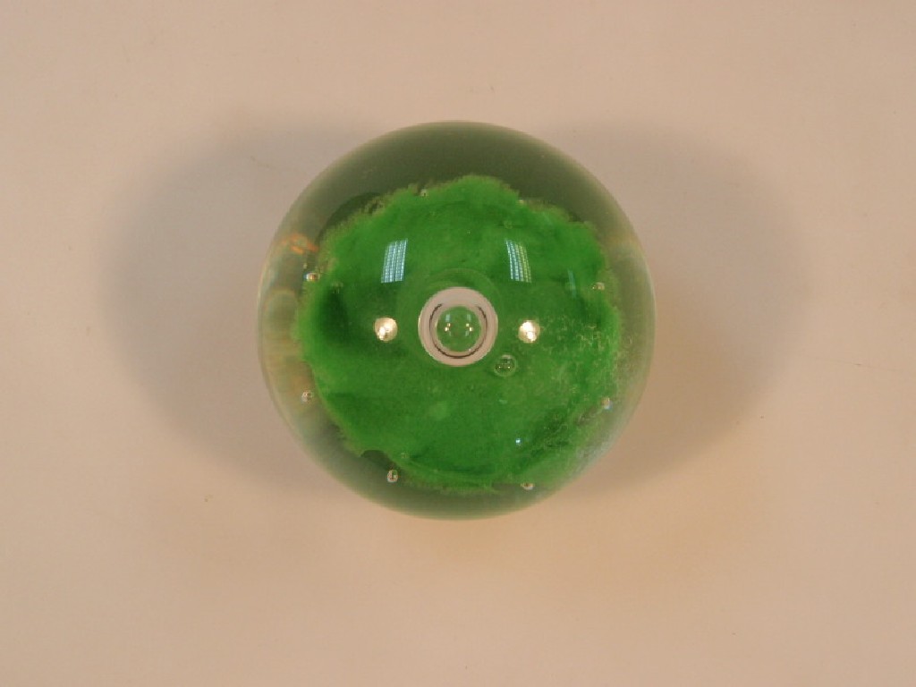 Appraisal: A Caithness sentinel paper weight green version designed by Colin