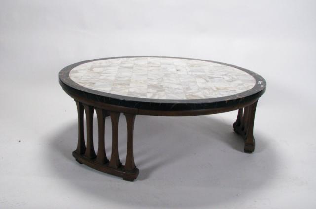 Appraisal: Retro Style Round Cocktail Table with parquet marble top and