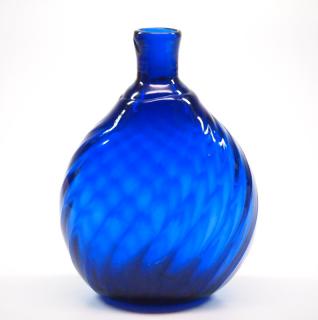 Appraisal: Pattern An early th century pattern-molded glass pocket flask Cobalt