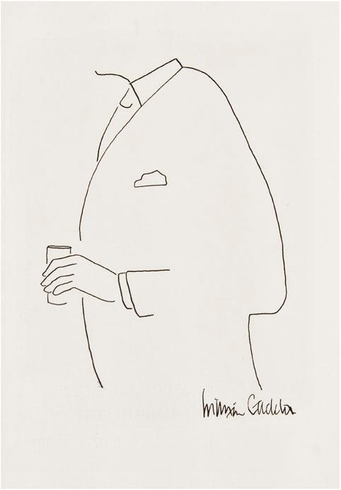 Appraisal: William GADDIS American - Self-portrait ink on paper x inches