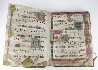 Appraisal: Th C Medieval Italian Baroque Antiphony Songbook illuminated vellum pages