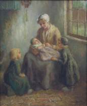 Appraisal: Cornelis Bouter Dutch - Mother and Children Oil on canvas