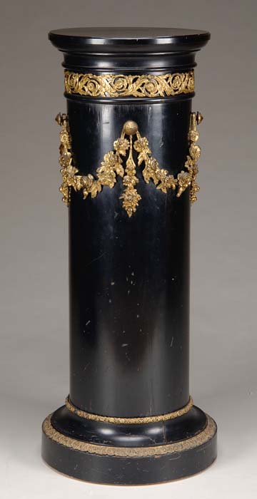 Appraisal: FINE ORMOLU MOUNTED EBONIZED COLUMN PEDESTAL Round column having a