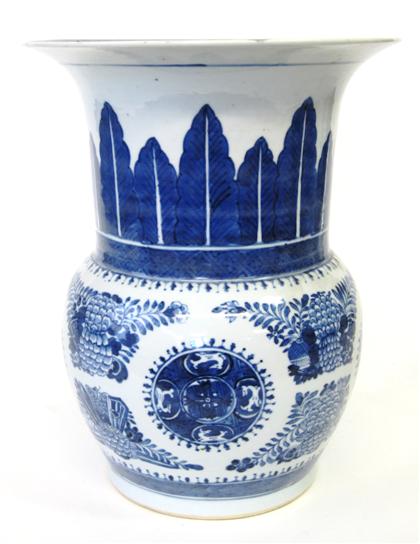 Appraisal: Chinese Export Porcelain blue Fitzhugh Gu form vase th century