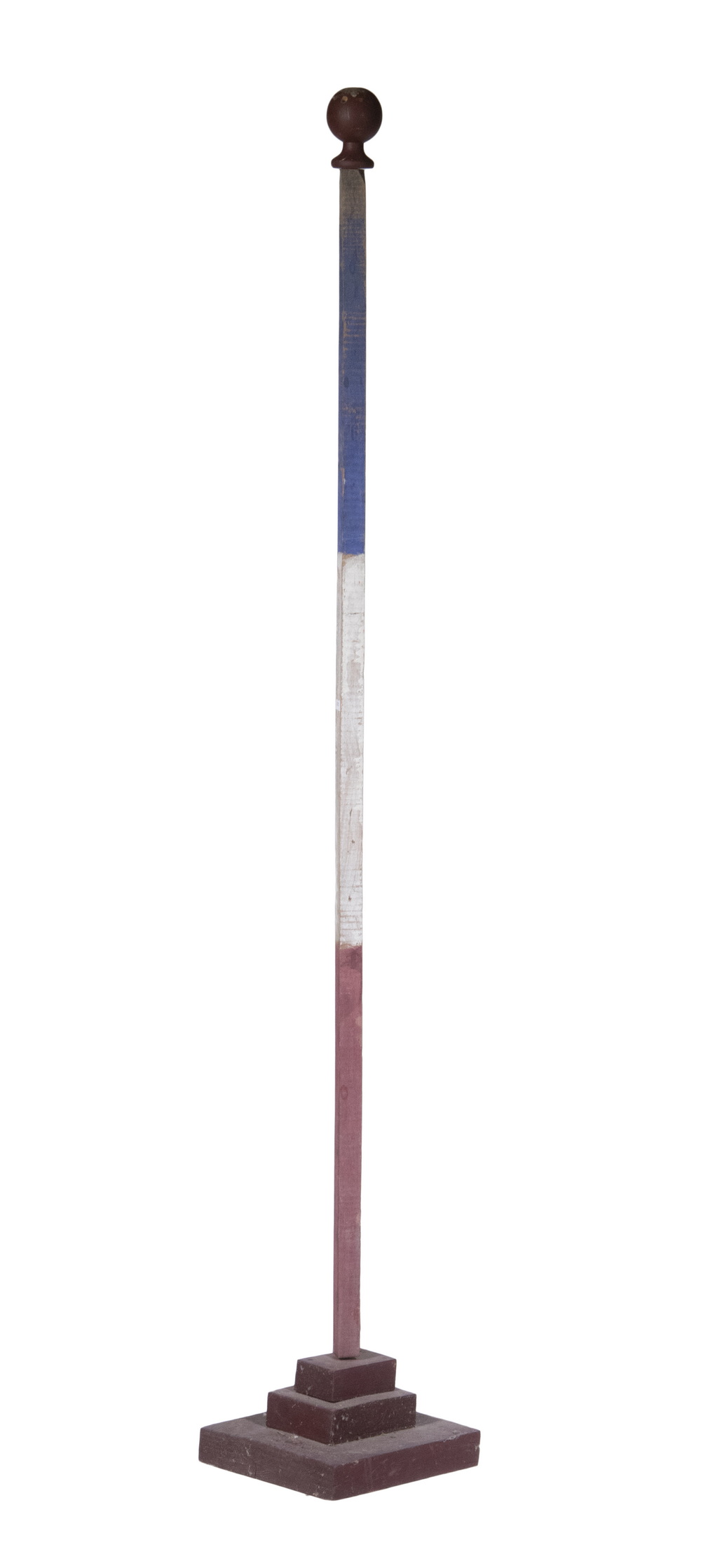 Appraisal: PAINTED PATRIOTIC POLE Vintage Red White Blue Painted Pine Pole