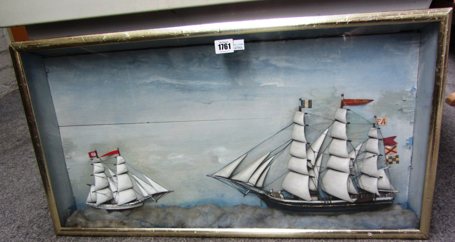 Appraisal: A German diorama of two sailing vessels framed and glazed