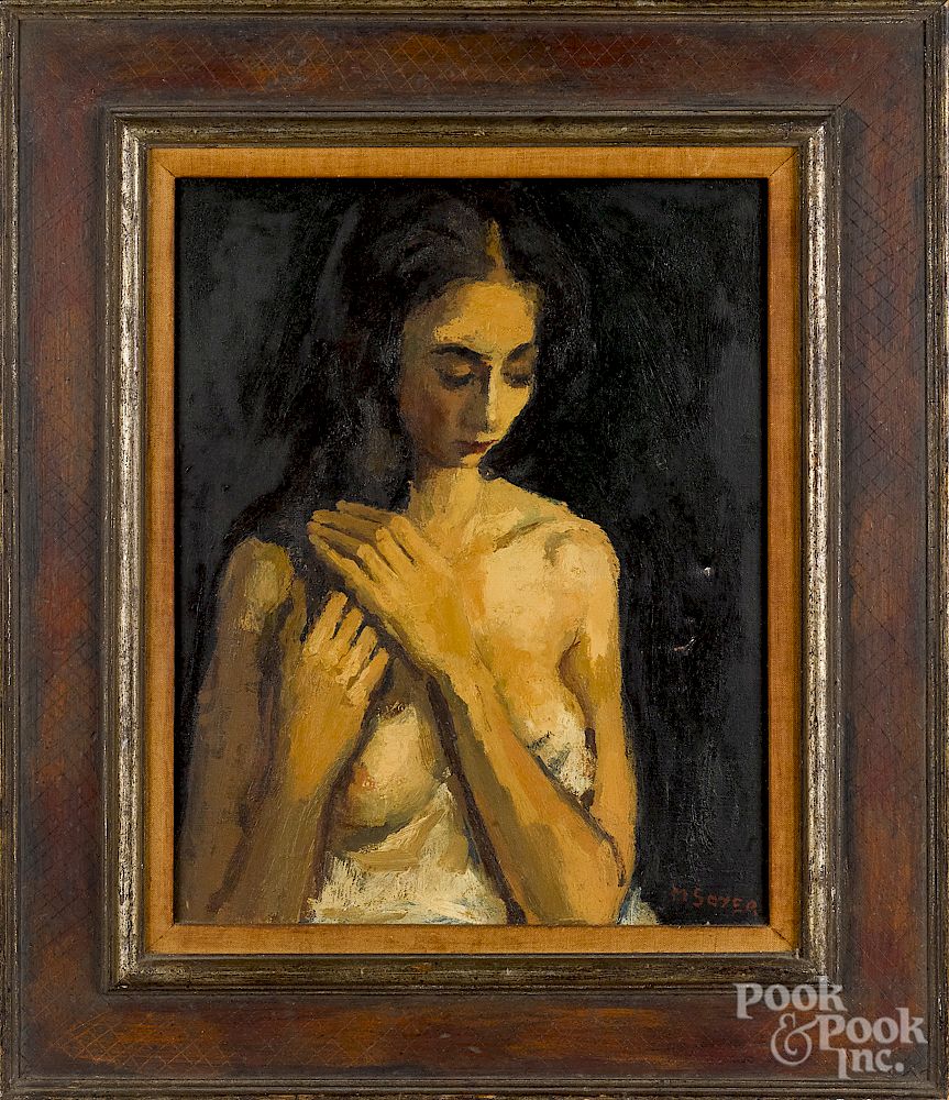 Appraisal: Moses Soyer oil of a girl combing her hair Moses