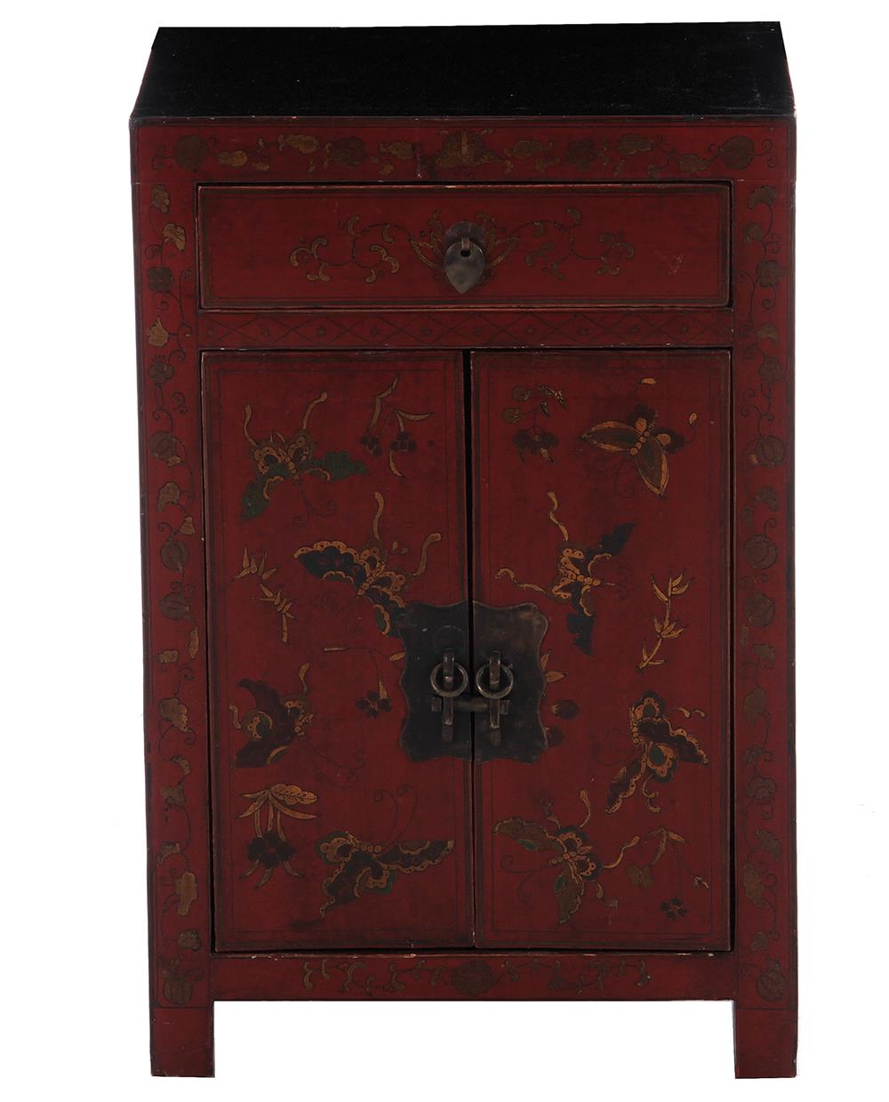 Appraisal: Diminutive Chinese lacquered cabinet Republic period H W D Provenance