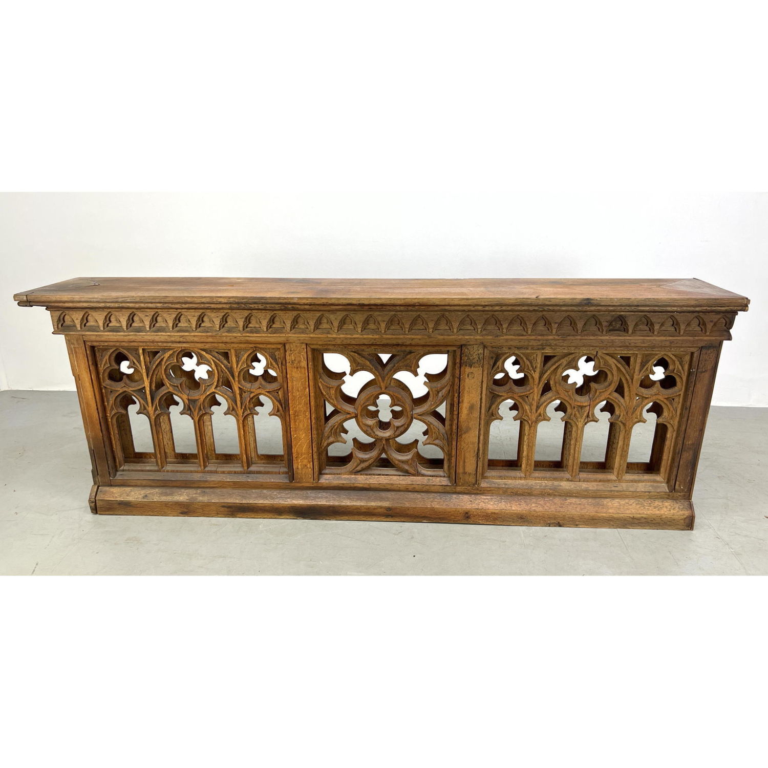 Appraisal: Antique Carved Oak Architectural Element Double Sided Carved Gothic Arches