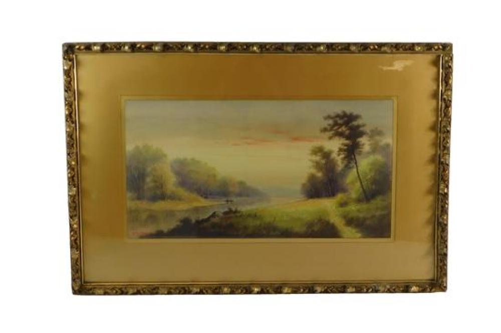 Appraisal: Watercolor on paper of river scene signed P Parsons LL