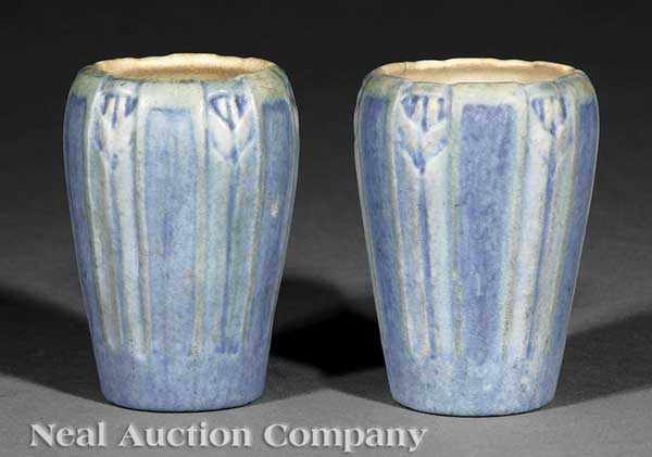 Appraisal: A Pair of Newcomb College Art Pottery Matte Glaze Vases