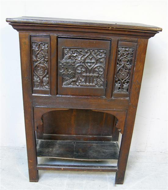 Appraisal: th century style cupboard the carved door flanked by two