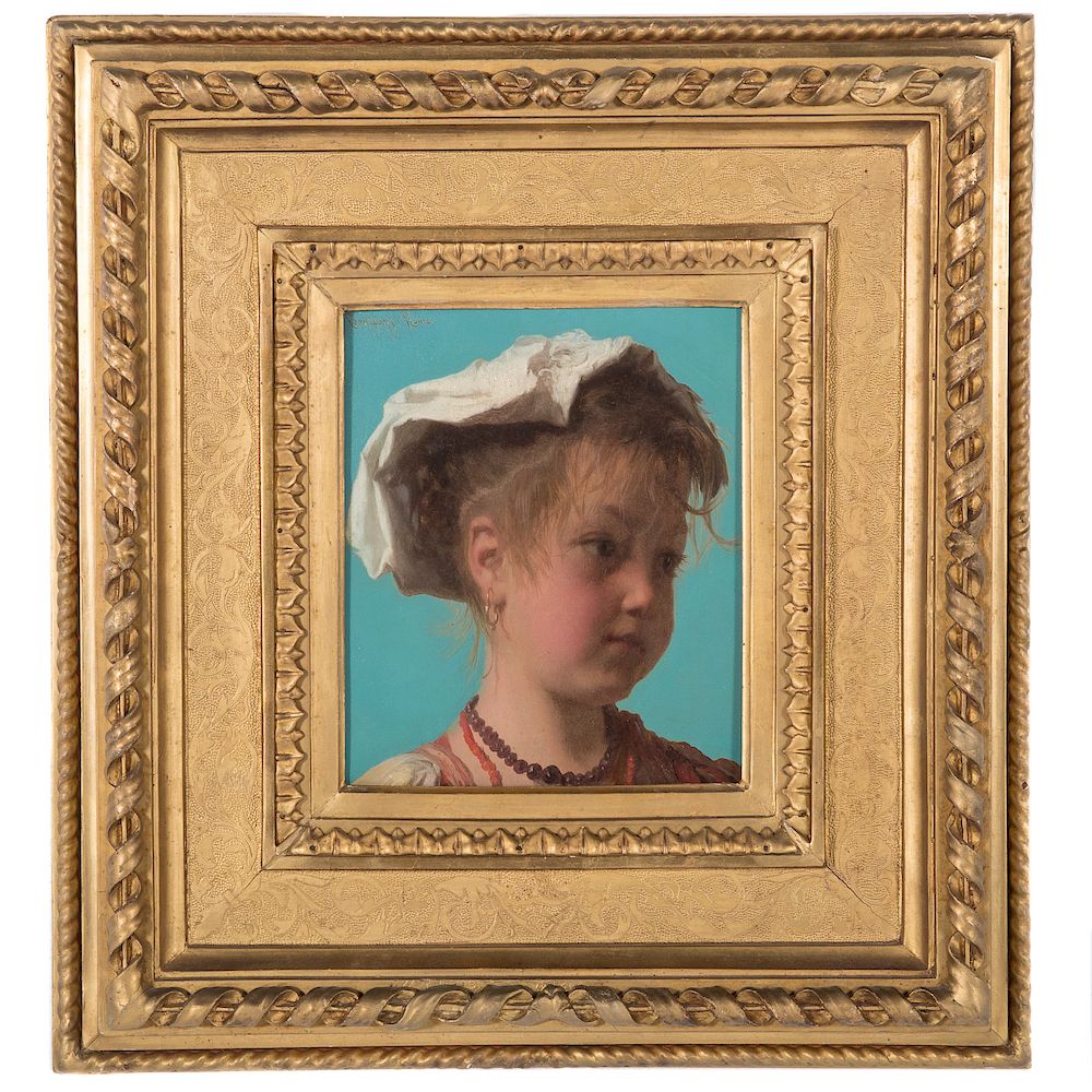 Appraisal: Adriano Bonafazi Portrait of a Girl oil on panel Italian