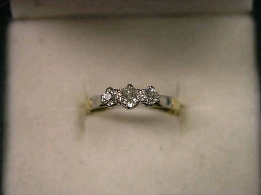 Appraisal: An ct gold three-stone diamond ring total weight approximately ct