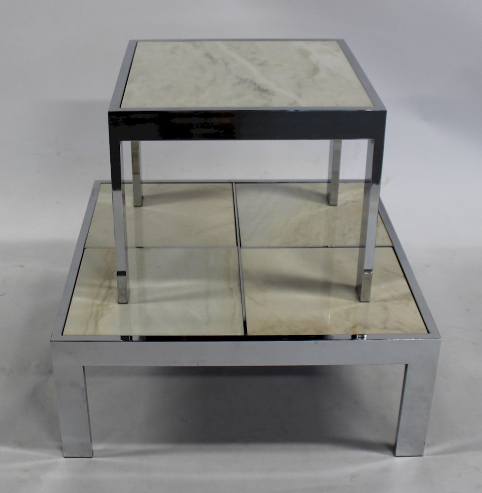 Appraisal: MIDCENTURY Milo Baughman Coffee Table And End Table Attributed to