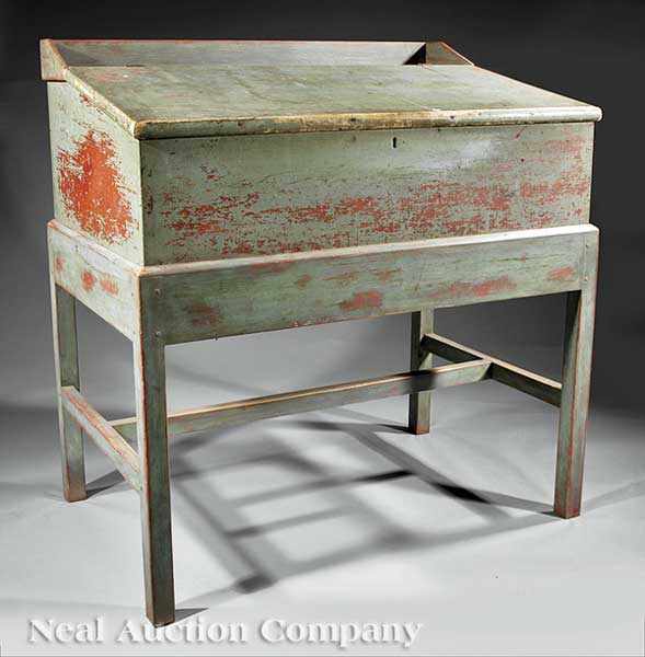 Appraisal: An Antique American Plantation Desk th c galleried top lift