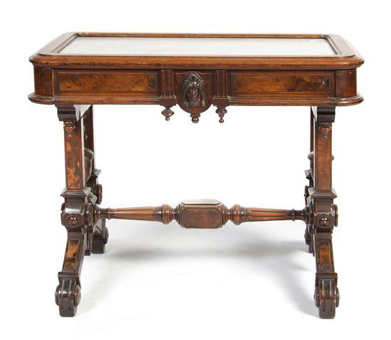 Appraisal: Victorian Walnut Occasional Table having an inset marble top raised