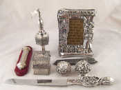 Appraisal: Judaica A filigree mazzuza another on wooden mount a plated