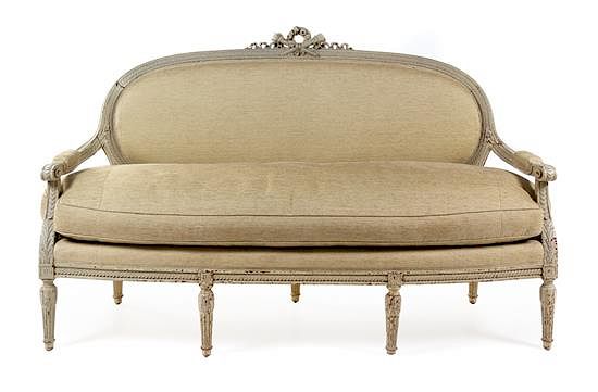 Appraisal: A Louis XVI Painted Sofa Height x width inches A