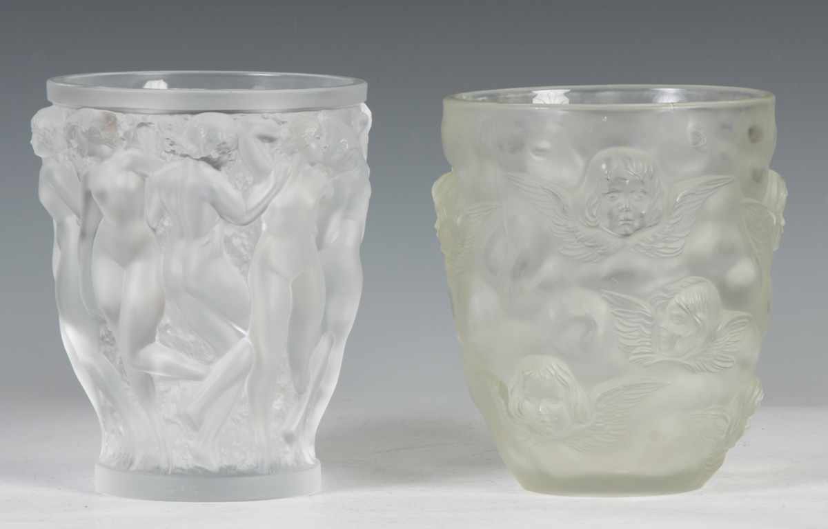 Appraisal: Lalique Vase with Cherubs th century Condition Excellent Dimensions Ht