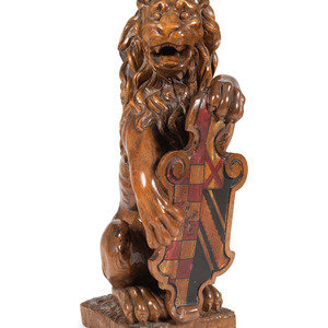 Appraisal: A Carved Wood Lion Newel Post Figure th Century Height