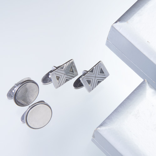 Appraisal: GEORG JENSEN DENMARK Two pairs of sterling cufflinks in original