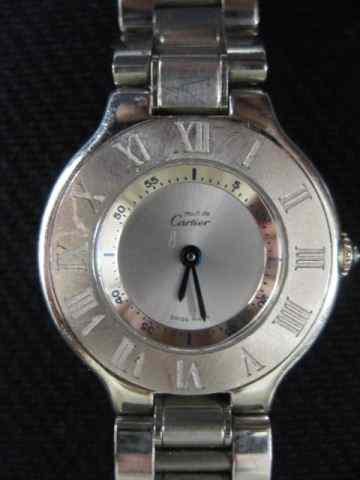 Appraisal: Cartier Ladies Wristwatch stainless case band Roman numeral bezel working