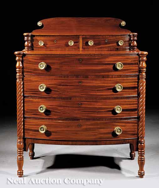 Appraisal: A Good American Late Federal Mahogany Bowfront Chest of Drawers