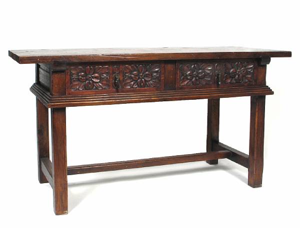 Appraisal: An Italian Renaissance style two drawer table height in width