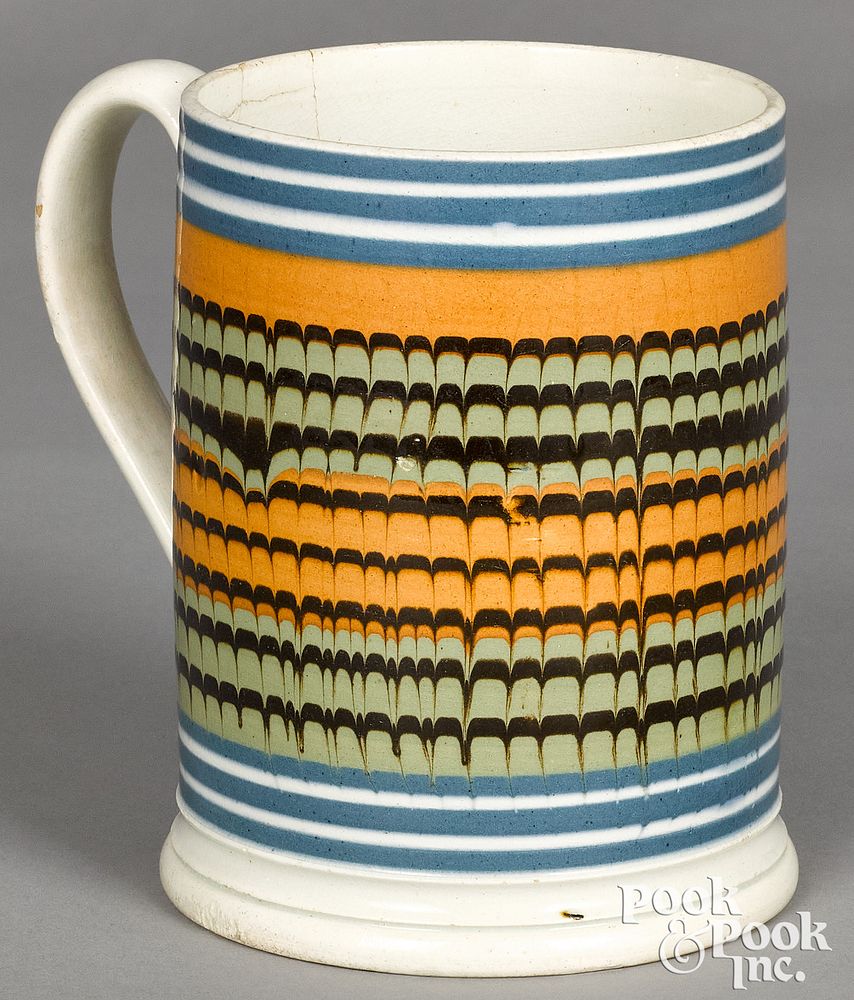 Appraisal: Mocha mug with combed bands Mocha mug with combed bands