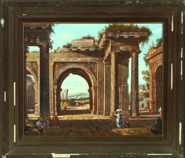 Appraisal: Italian School th Century Ancient Ruins oil on canvas x