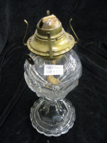 Appraisal: Boston Sandwich Type Glass Oil Lamp petal decor