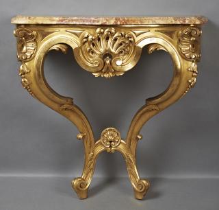 Appraisal: French Louis XV Carved Beech Marble Top Gilt and G