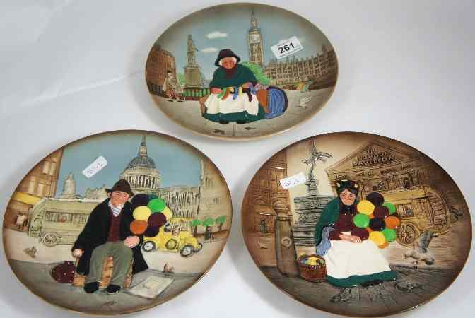 Appraisal: Royal Doulton Embossed Collectors Plates Old Balloon Seller D The