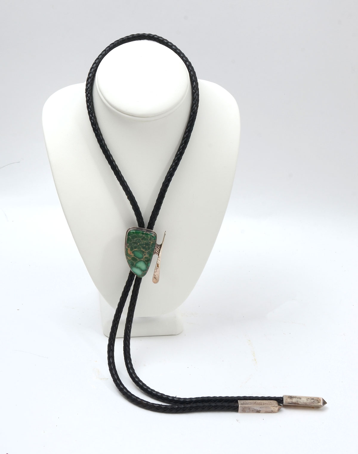 Appraisal: STERLING TURQUOISE BOLO TIE SIGNED SAVANNAH MOON Contemporary take on