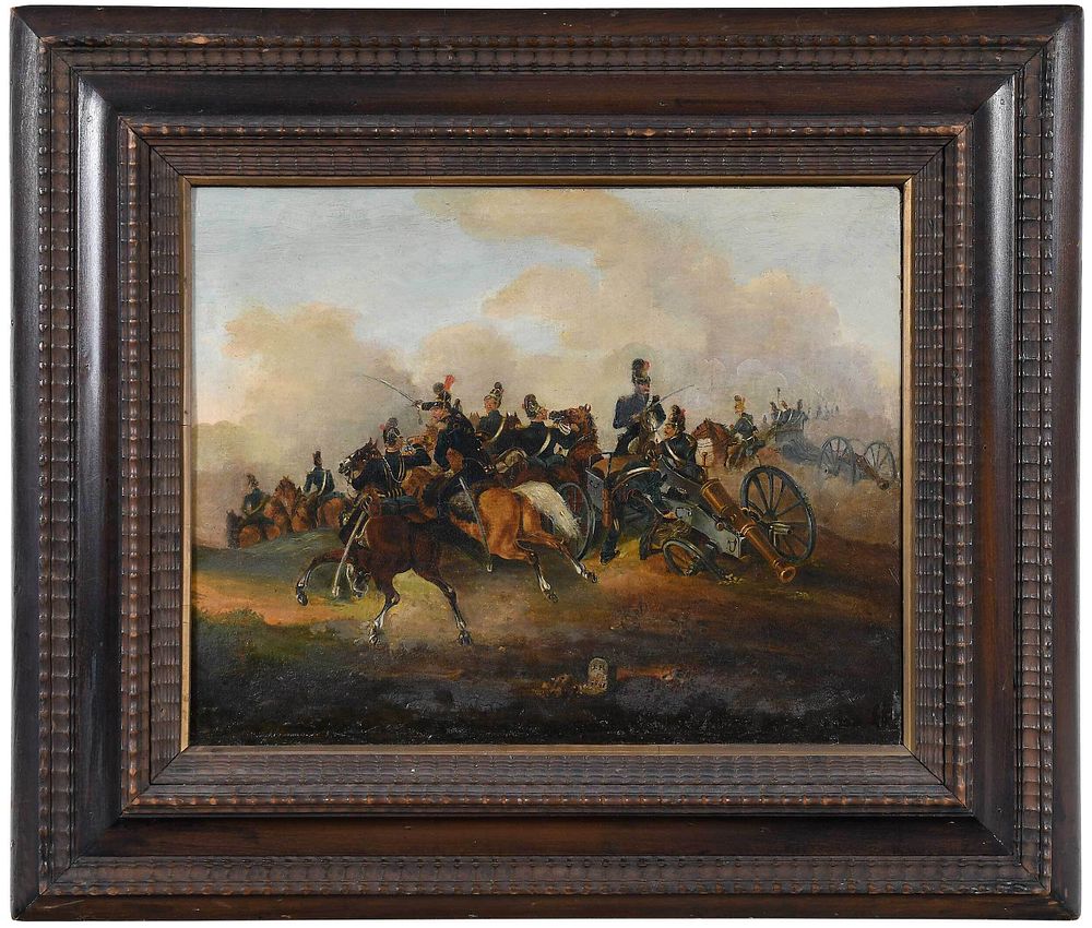 Appraisal: Continental School Military Painting th century Napoleonic War Cavalry Charge