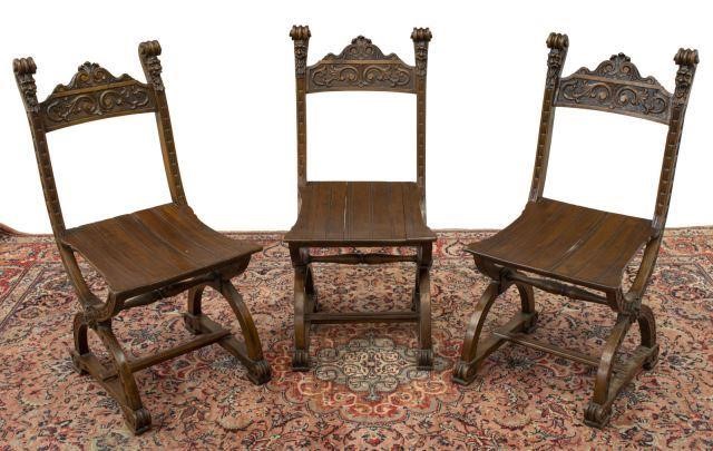 Appraisal: lot of Italian Renaissance Revival chairs th c carved with