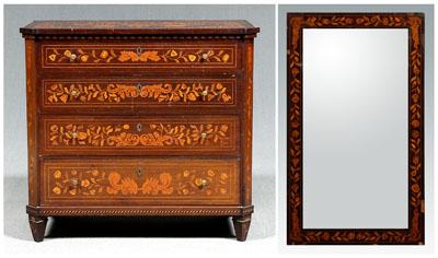 Appraisal: Dutch marquetry commode mirror mahogany commode with four hand dovetailed