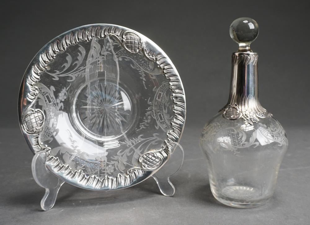 Appraisal: HENRI LAPEYRE PARIS -SILVER MOUNTED DECANTER AND UNDERTRAYHenri Lapeyre Paris