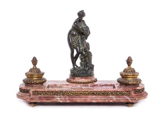 Appraisal: Sale Lot A French Gilt Bronze Mounted Marble Standish th