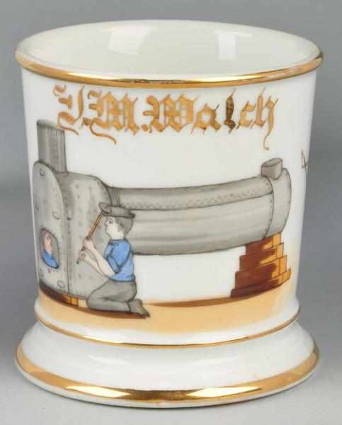 Appraisal: Boiler Builder Shaving Mug Description Gilt name J M Walch